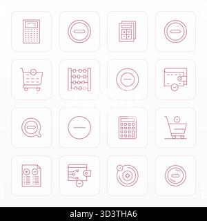 Transform your designs with 16 Thin Line vector icons themed around Subtract, engineered in 256x256 Detail Enhanced resolution for maximum clarity. Stock Vector