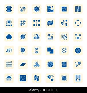 Innovative pack of 36 vector icons themed around Interlocking, showcasing Filled design in Retina Ready Editable format for modern digital solutions. Stock Vector