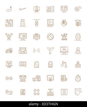 Carefully curated 42 Bold Line vector icons for Training, featuring 256x256 Pixel Optimized resolution for consistent brand representation and user ex Stock Vector