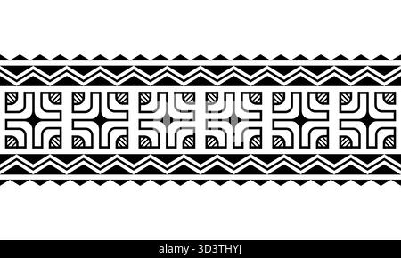 Maori polynesian tattoo bracelet. Tribal sleeve seamless pattern vector. Stock Vector