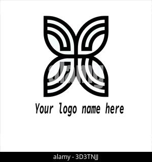 Minimalist symmetrical flower-inspired logo mark with clean curved line elements for professional branding Stock Vector