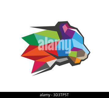 Colorful Cheetah head line logo vector design symbol Stock Vector