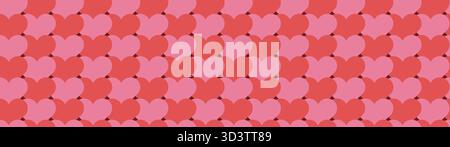 A seamless pattern with pink hearts. A long Valentine's backdrop. A Wedding pink background. Stock Vector
