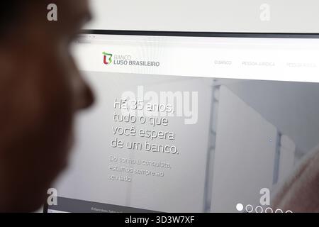 September 16, 2024, Brazil. In this photo illustration, a person accessing Banco Luso Brasileiro internet banking. The bank was founded in 1988 and he Stock Photo
