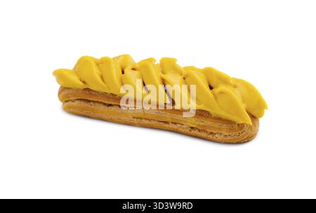 Food, Eclair with Mango Cream on White Stock Photo