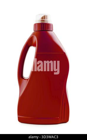 Food, Red plastic bottle for detergent isolated Stock Photo