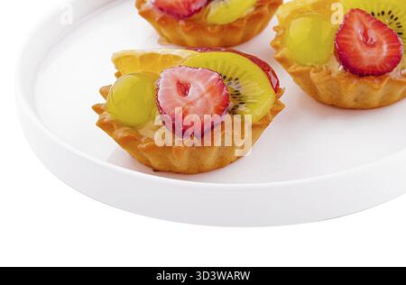 Food, Mini tarts with cream and mix of summer fruit Stock Photo