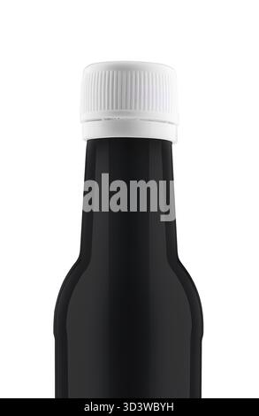 Food, Soy sauce in a plastic bottle or black bottle isolated on white Stock Photo