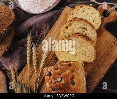 Food, Various types of fresh baked bread Stock Photo