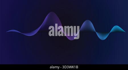 Abstract Colorful Waveform Shape on Dark Gradient Background Stock Vector