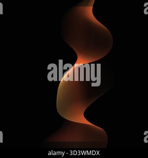 Abstract Orange Wavy Line on Black Background Stock Vector