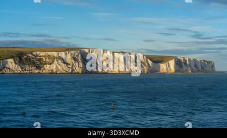 White Cliffs of Dover at sunset in Dover, Kent, England. Stock Photo