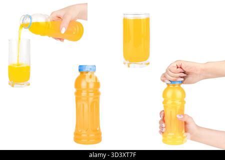 Orange juice set on white isolate background. Stock Photo