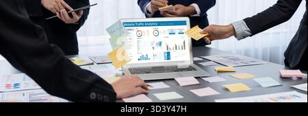 Computer software for website traffic analytics data on computer screen. Concept of SEO search engine optimization and customer targeting for online Stock Photo
