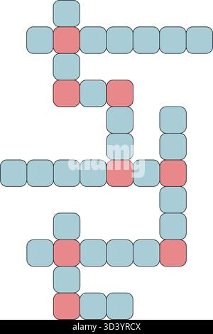 Simple crossword puzzle grid with blank squares. Abstract flat design illustration of a puzzle game structure or geometric pattern Stock Vector
