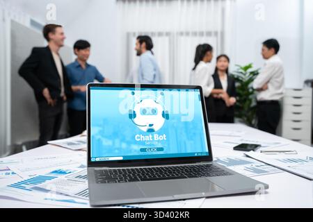 Chatbot software application for brisk online business that automatically reply to customer questions Stock Photo