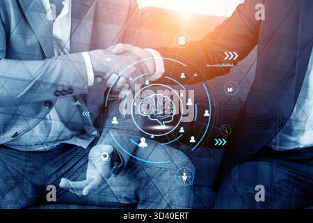 Business intelligence and knowledge management for data-driven decision making. Analysis of company and customer information for strategic insights Stock Photo
