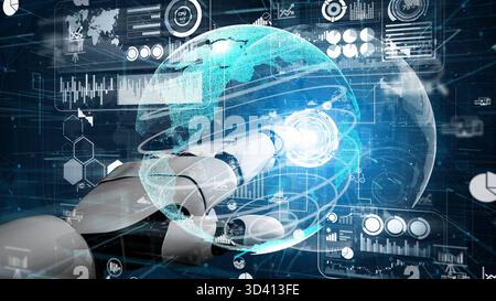 Digital globe with data charts and graphs overlaying Stock Photo - Alamy