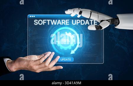 AI upgrades skills and software with intelligent learning paths, smart update alerts, and competitive digital transformation tools. Artificial Stock Photo