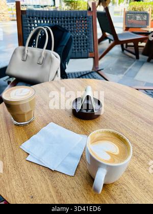 Morning coffee outside cafe Dubai Stock Photo