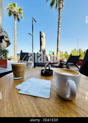 Morning coffee outside cafe Dubai Stock Photo