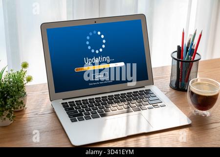Software update on computer for modish version of device software upgrade Stock Photo
