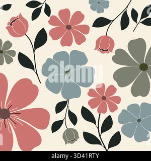 Bring a vintage floral elegance to your designs. This pattern offers a soft, natural aesthetic perfect for backgrounds. Stock Vector
