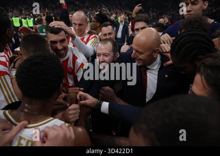Belgrade, Serbia. 5th Nov, 2025. Head Coach of Crvena Zvezda Sasa Obradovic during Euroleague basketball match between Crvena Zvezda (Red Star) and Pa Stock Photo