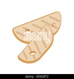 Two toasted slices of bread with grill marks. Minimalistic vector illustration in soft beige and brown tones. Perfect for menu designs, packaging Stock Vector