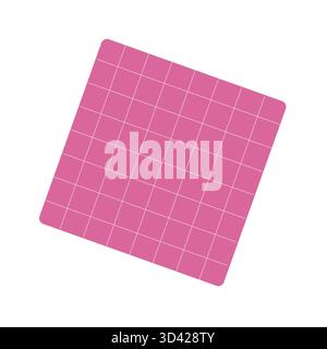 A pink table napkin with white lines forming a neat checkered pattern. Vector image in a minimalist style. Suitable for menu design, table setting Stock Vector