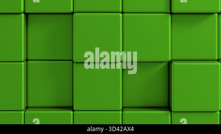 green 3D CUBE BACKGROUND. Abstract background wallpaper and scrren for mobile or social Stock Photo