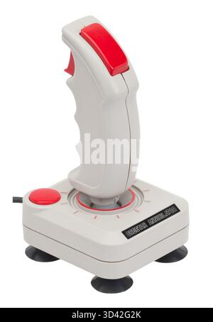 Controller joystick for 1990 Commodore 64 game console Stock Photo