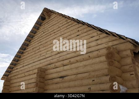 Constructed from a wooden log house, wooden house. Stock Photo