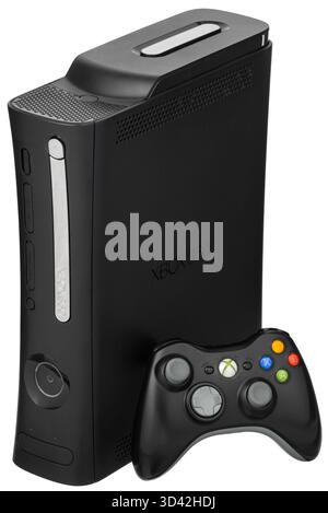 2007 Microsoft Xbox 360 Elite gaming console with controller Stock Photo