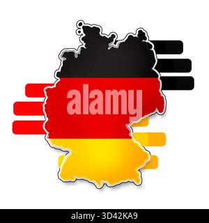 shape of the map of Germany simplified rounded-corners, outline and shadow Stock Photo