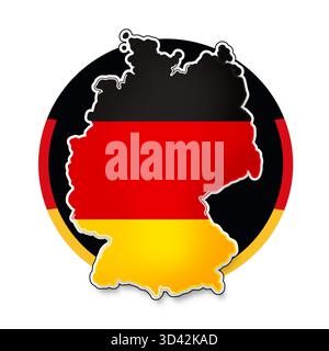 shape of the map of Germany simplified rounded-corners, outline and shadow Stock Photo