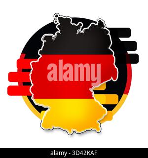 shape of the map of Germany simplified rounded-corners, outline and shadow Stock Photo