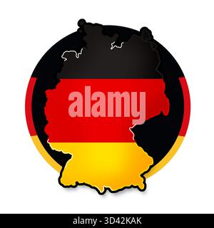 shape of the map of Germany simplified rounded-corners, outline and shadow Stock Photo
