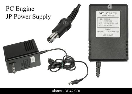 AC power supply cables for NEC PC Engine Stock Photo
