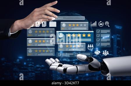 AI analyzing employee performance data, generating insights for HR to improve productivity, retention, and recruitment processes through data Stock Photo
