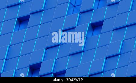 blue 3D CUBE BACKGROUND. Abstract background wallpaper and scrren for mobile or social Stock Photo