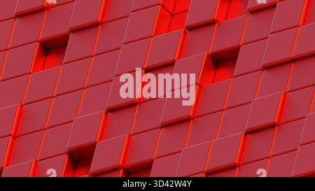 RED 3D CUBE BACKGROUND. Abstract background wallpaper and scrren for mobile or social Stock Photo