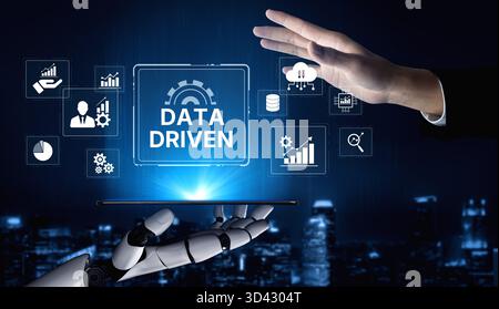 AI drives data-driven decisions with intelligent analytics, smart data visualization, and cloud-based tools that process, interpret, and guide Stock Photo