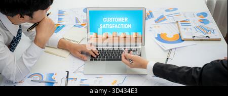 Customer satisfaction and evaluation analysis on brisk software computer for marketing strategy planning Stock Photo