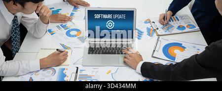 Software update on computer for brisk version of device software upgrade Stock Photo