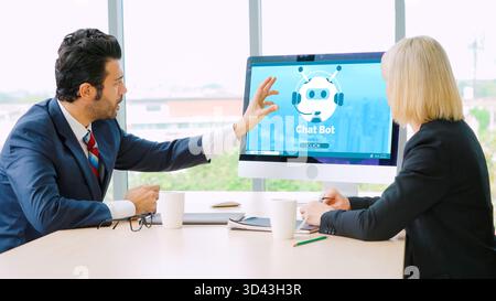 Chatbot software application for modish online business that automatically reply to customer questions Stock Photo