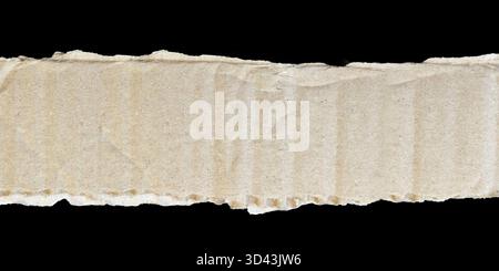 Single long horizontal strip textured cardboard placed against a solid black background. The strip occupies the central area of the frame, acting as a Stock Photo