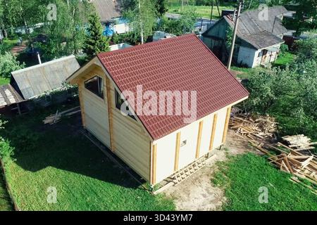 Constructed from a wooden log house, wooden house. Stock Photo