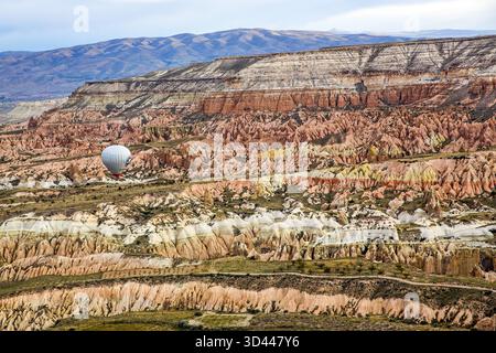 Balloon ride over fantastic tuff rock formations, Cappadocia, Turkey Stock Photo