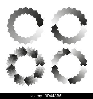 Loader ring set. Jagged polygon shape. Progress Vector indicator. Grayscale loading symbol. EPS 10. Stock Vector